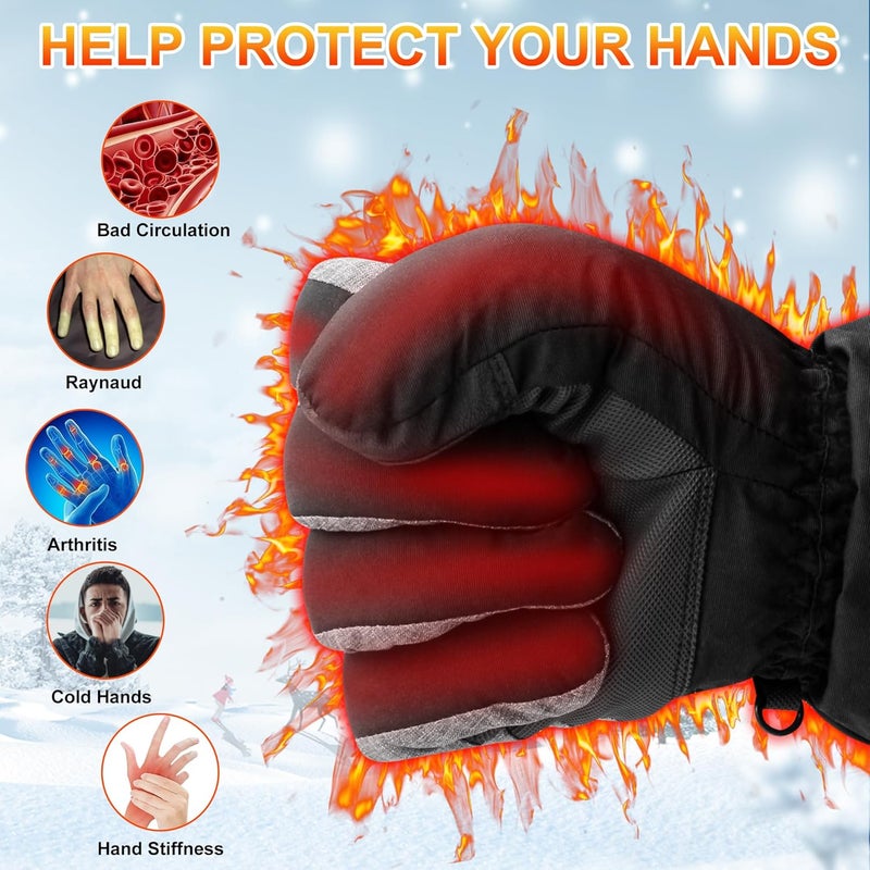 GEMSTONEGO Store Heated Gloves for Men Women - Electric Hand Warmers with Waterproof Windproof Touchscreen - Winter Warm Heated Thermal Gloves for Hiking Skiing Outdoor Sports - Image 5